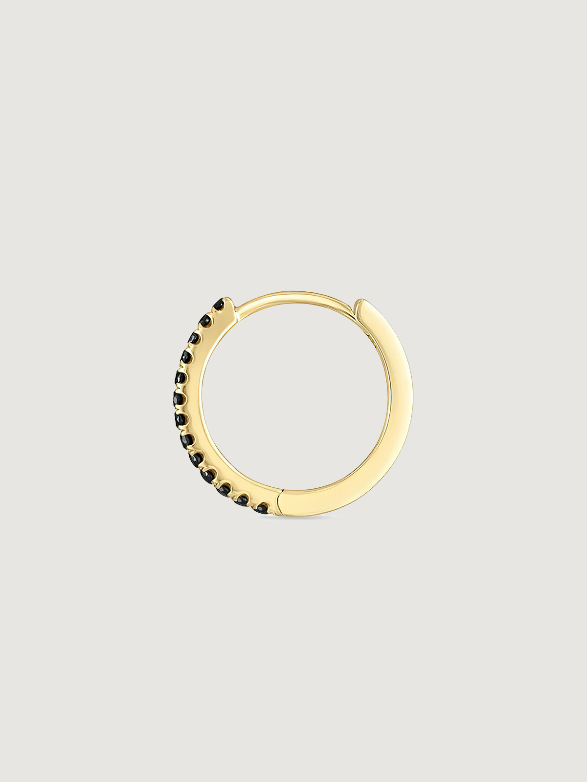 14K Solid Gold Black Zircon Helix Hoop Earrings