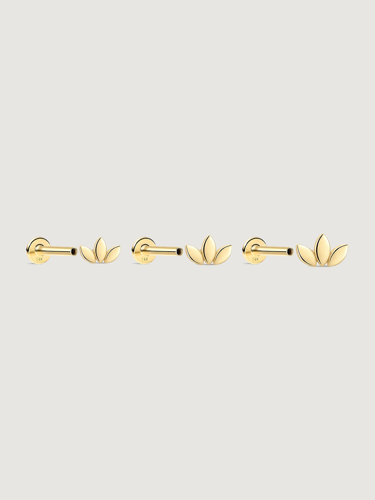 14K Solid Gold Minimalist Glossy Marquise Flat Back Earrings