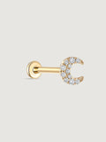 14K Solid Gold Celestial Diamond Flat Back Earrings