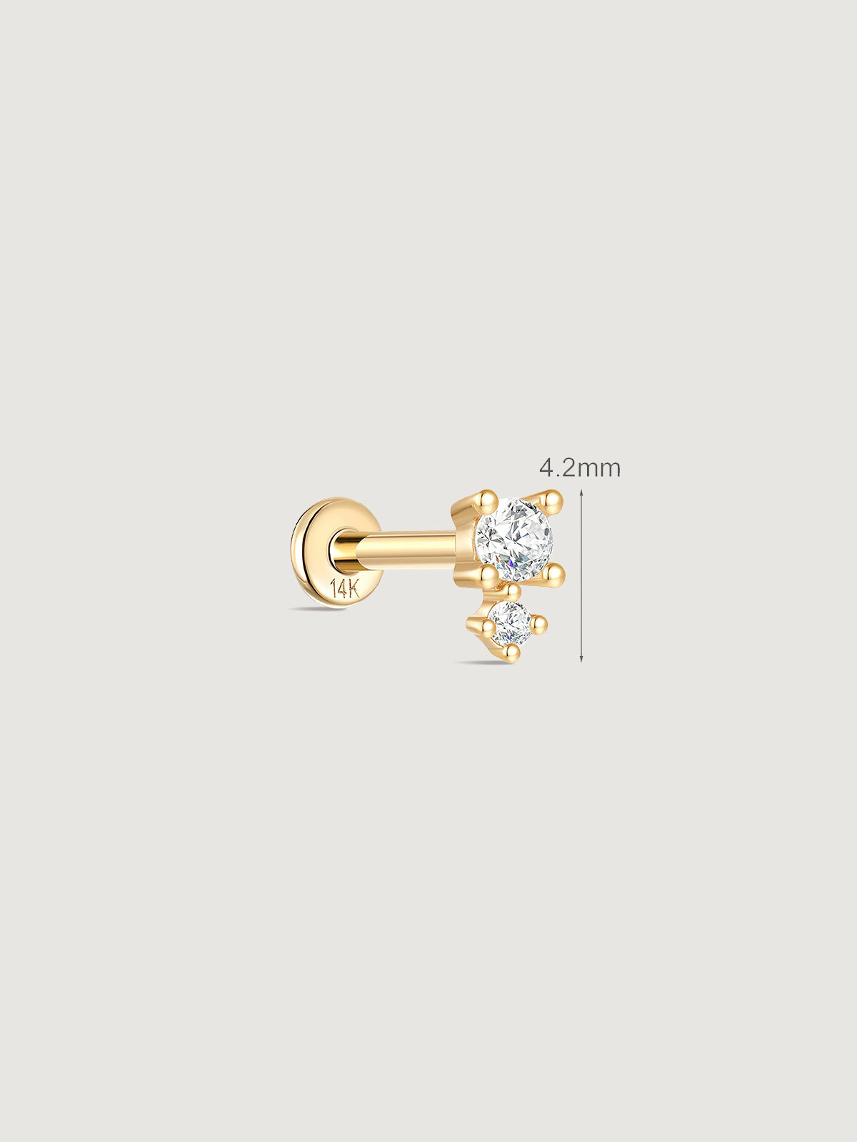 14K Solid Gold Dainty Spliced Flat Back Earrings