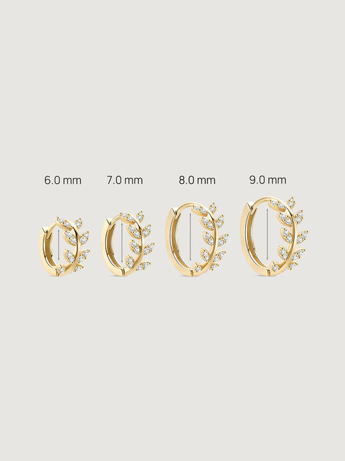 14K Solid Gold Delicate Leaf Hoop Earrings