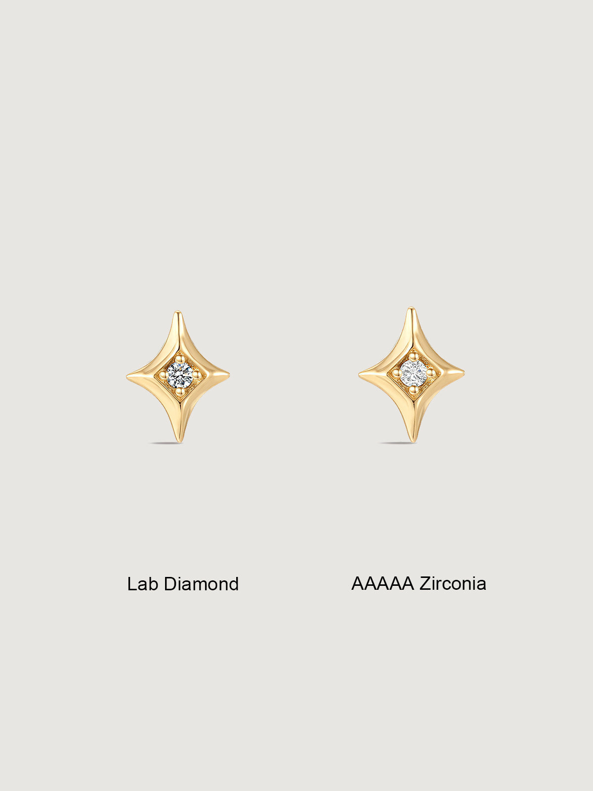 14K Solid Gold Sparkly Star Flat Back Earrings