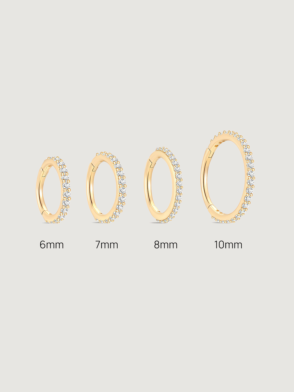 14K Solid Gold Elegant Pave Hoop Earrings