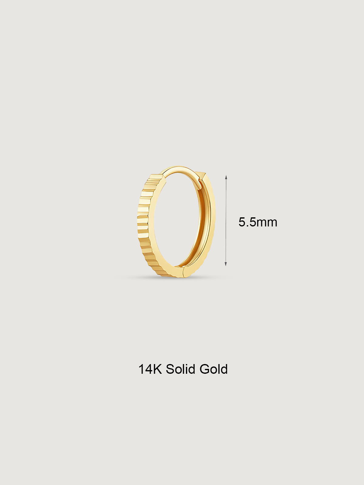 14K Solid Gold Faceted Helix Hoop Earrings