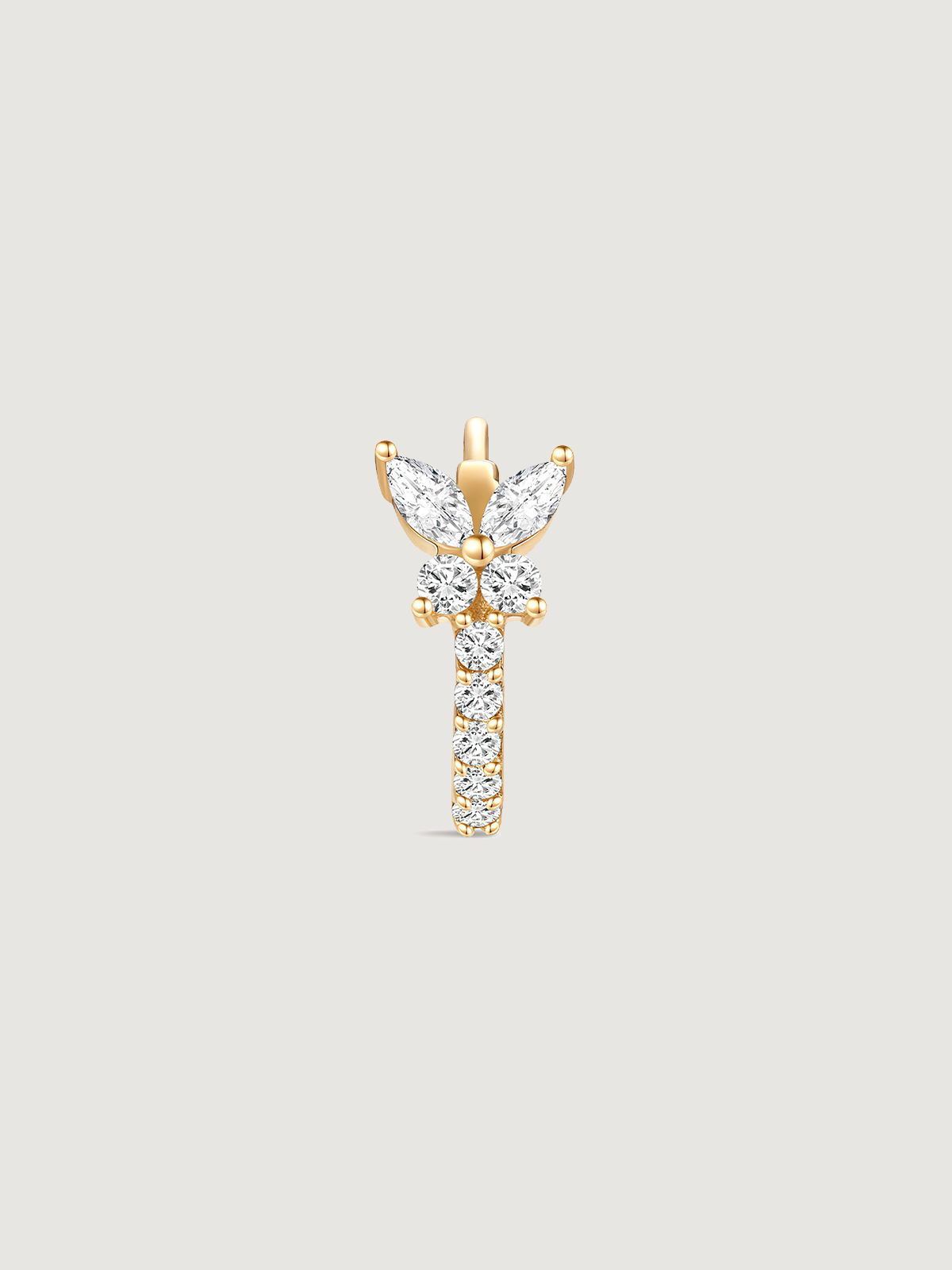 14K Solid Gold Elegant Butterfly Hoop Earrings