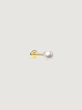 14K Solid Gold Minimalist Pearl Flat Back Earrings