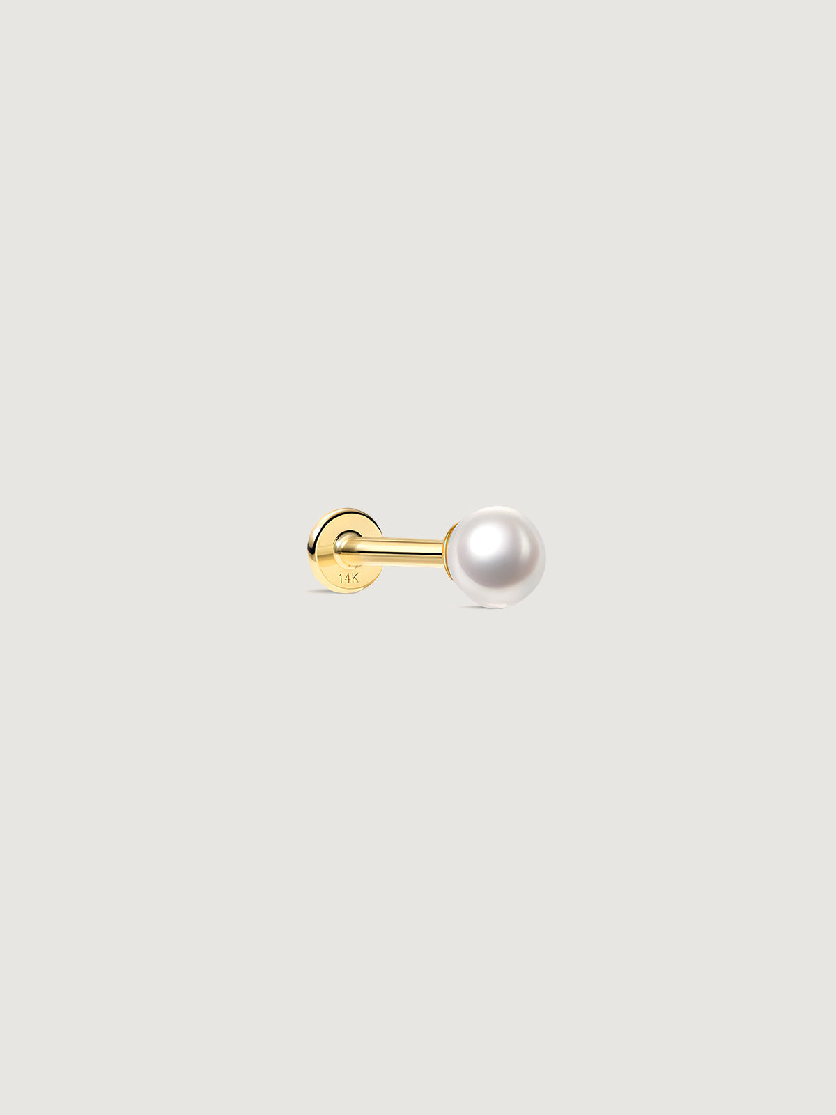 14K Solid Gold Minimalist Pearl Flat Back Earrings