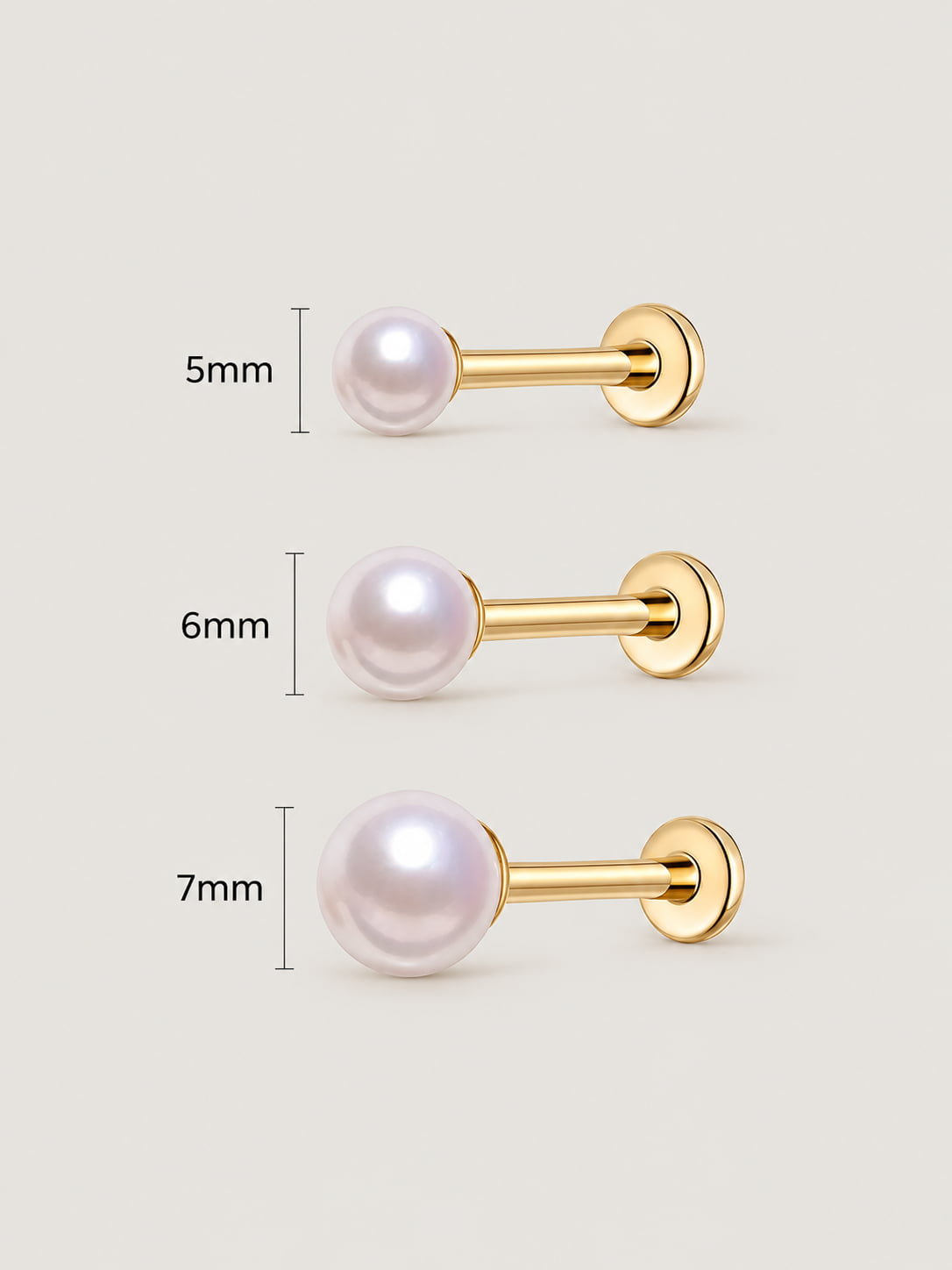14K Gold Pink Saltwater Pearl Flat Back Stud
