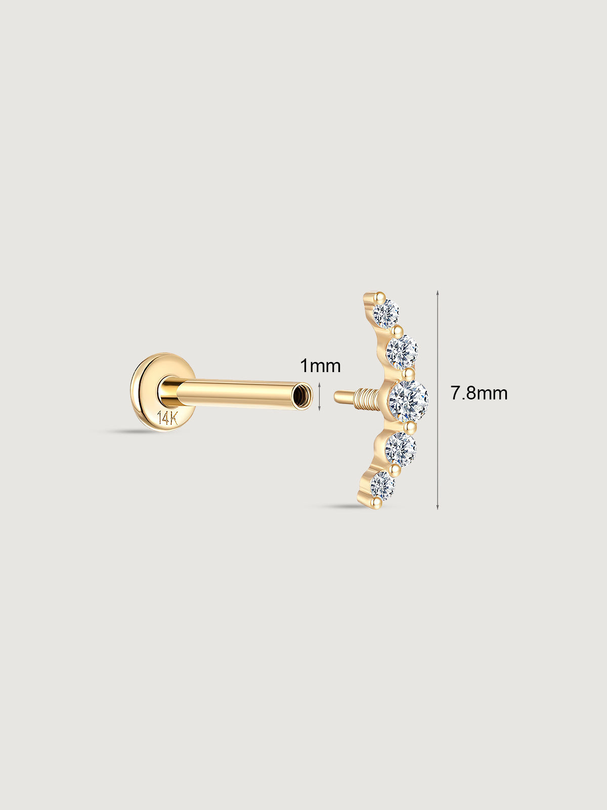 14K Solid Gold Minimalist Crescent Flat Back Earrings