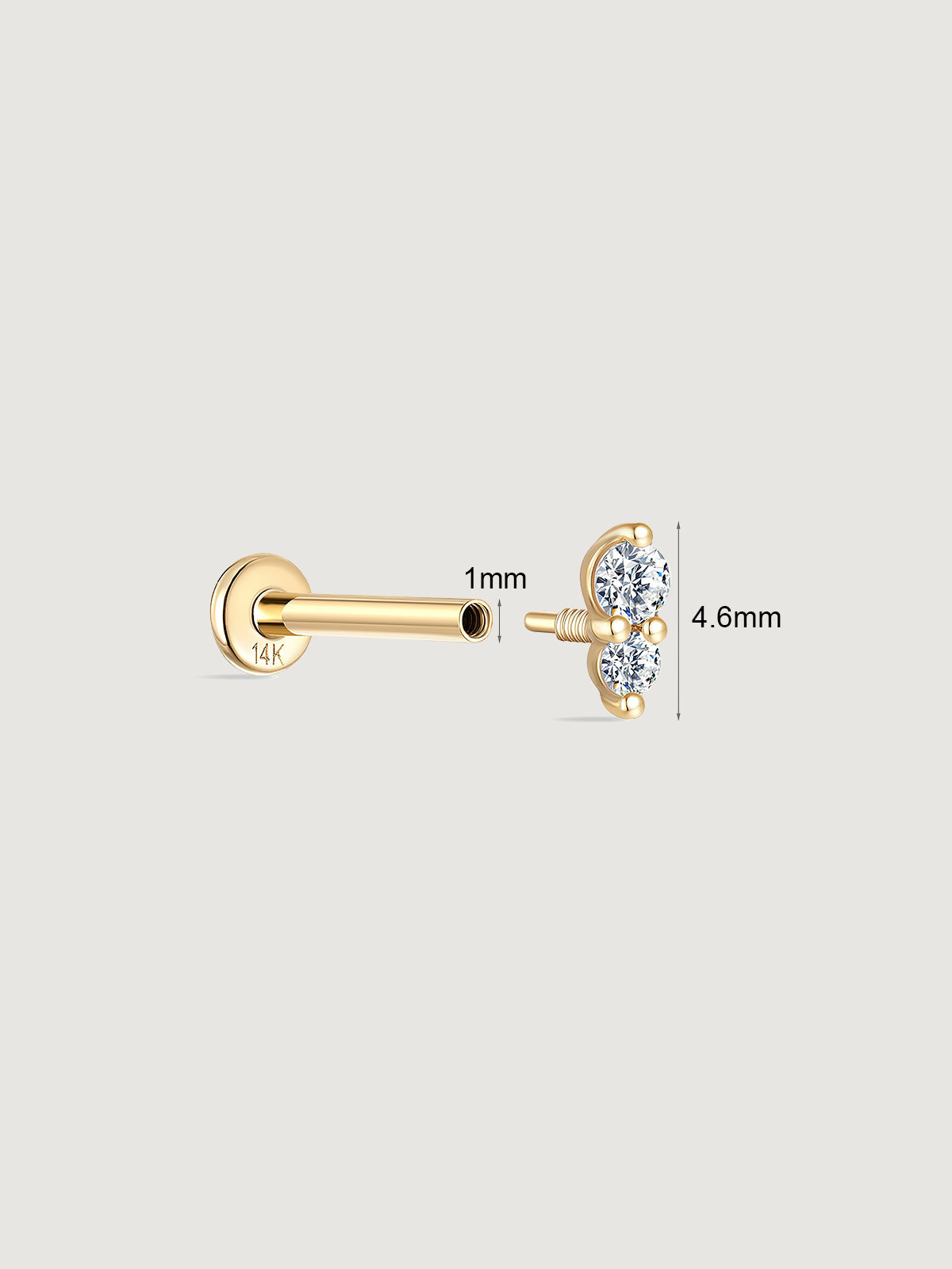 14K Solid Gold Minimalist Spliced Flat Back Earrings