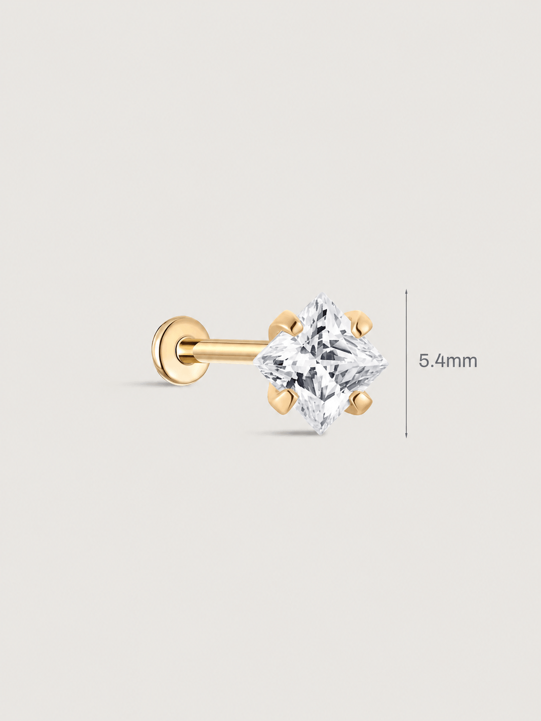 14K Solid Gold Square Flat Back Earrings