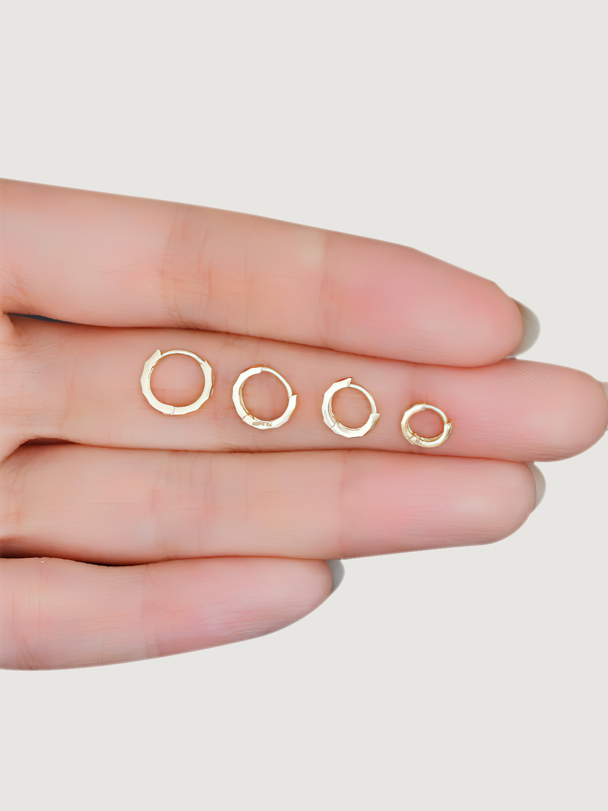14K Solid Gold Classic Plain Gold Hoop Earring