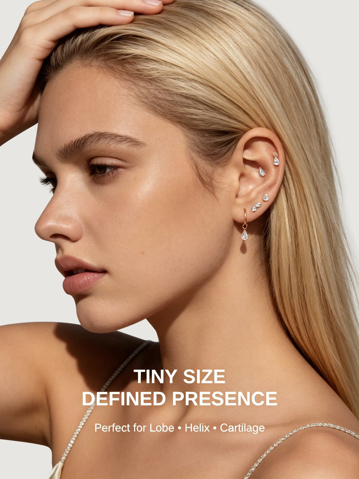 14K Solid Gold Marquise Lab Diamond Flat Back Earrings