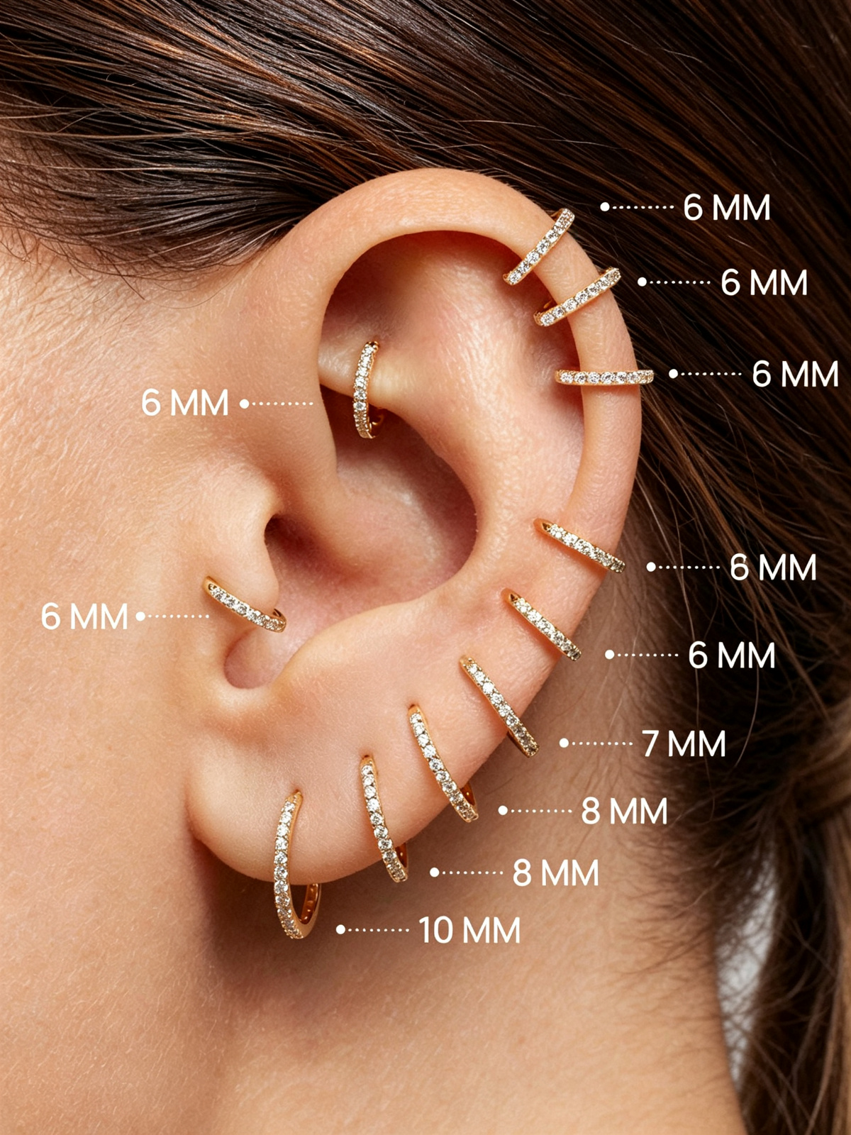 14K Solid Gold Elegant Pave Hoop Earrings