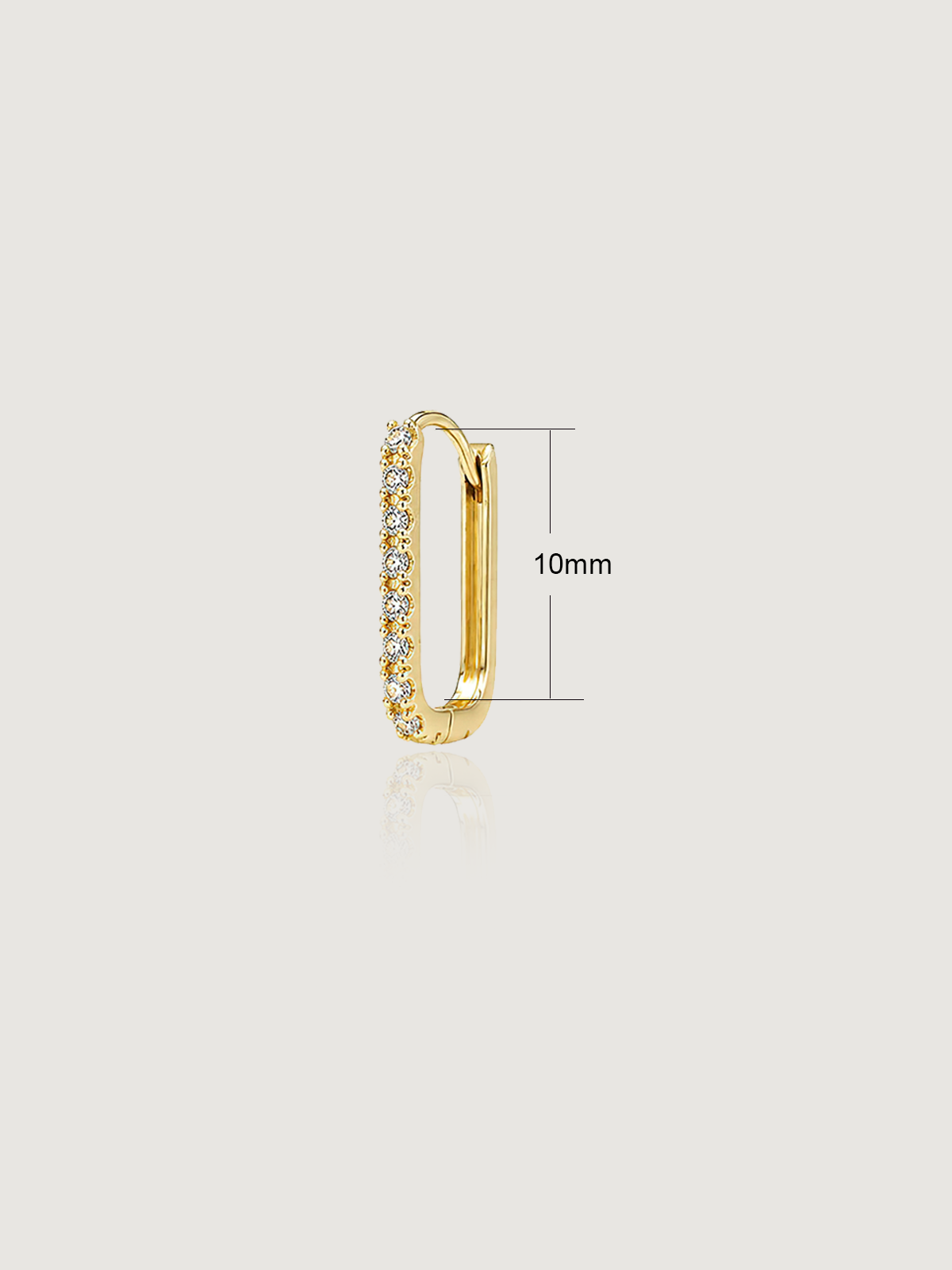 14K Solid Gold Rectangular Pave Hoop Earring