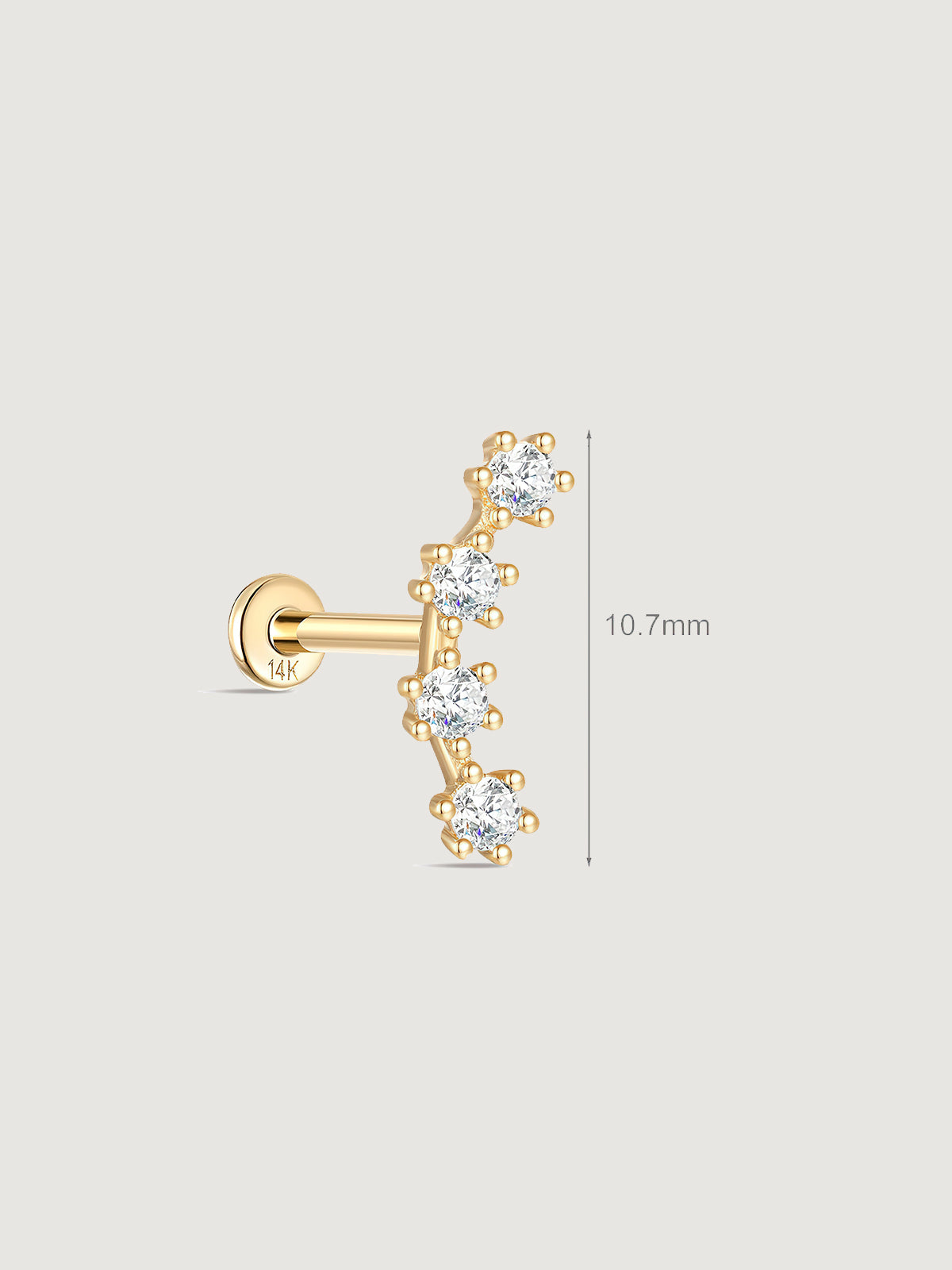 14K Solid Gold Sleek Curved Flat Back Earrings