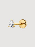 14K Solid Gold Pear Lab Diamond Flat Back Earring