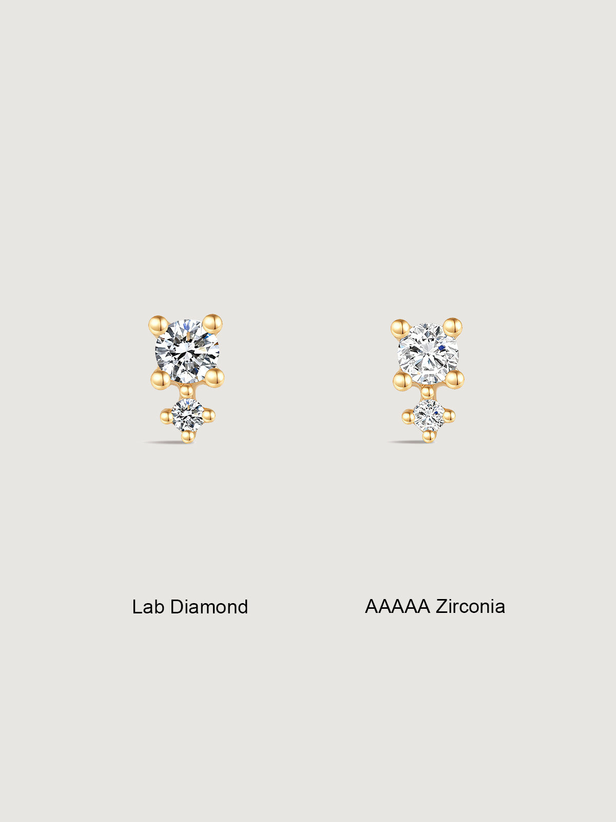 14K Solid Gold Dainty Spliced Flat Back Earrings