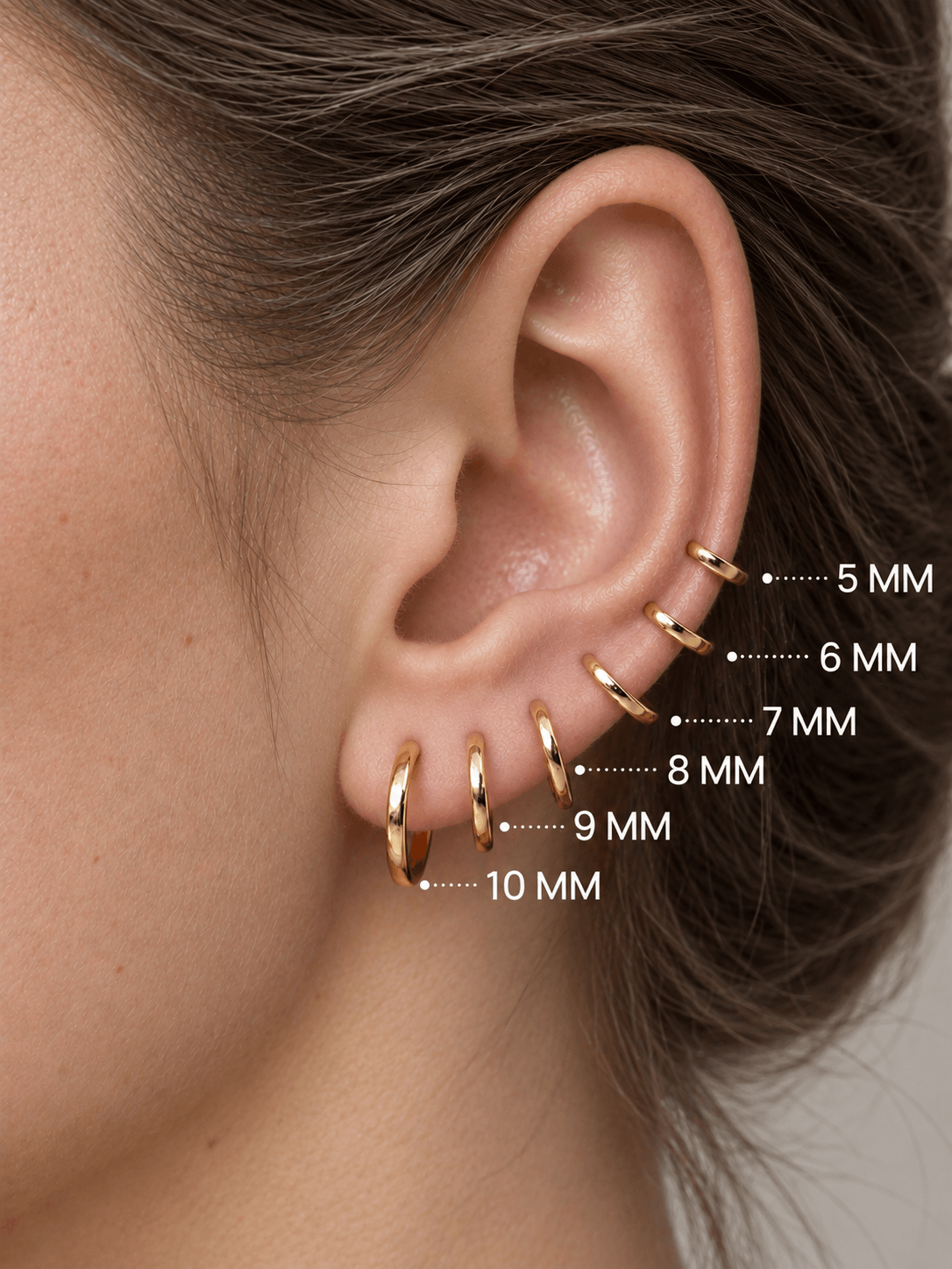 14K Solid Gold Minimalist Glossy Hoop Earrings