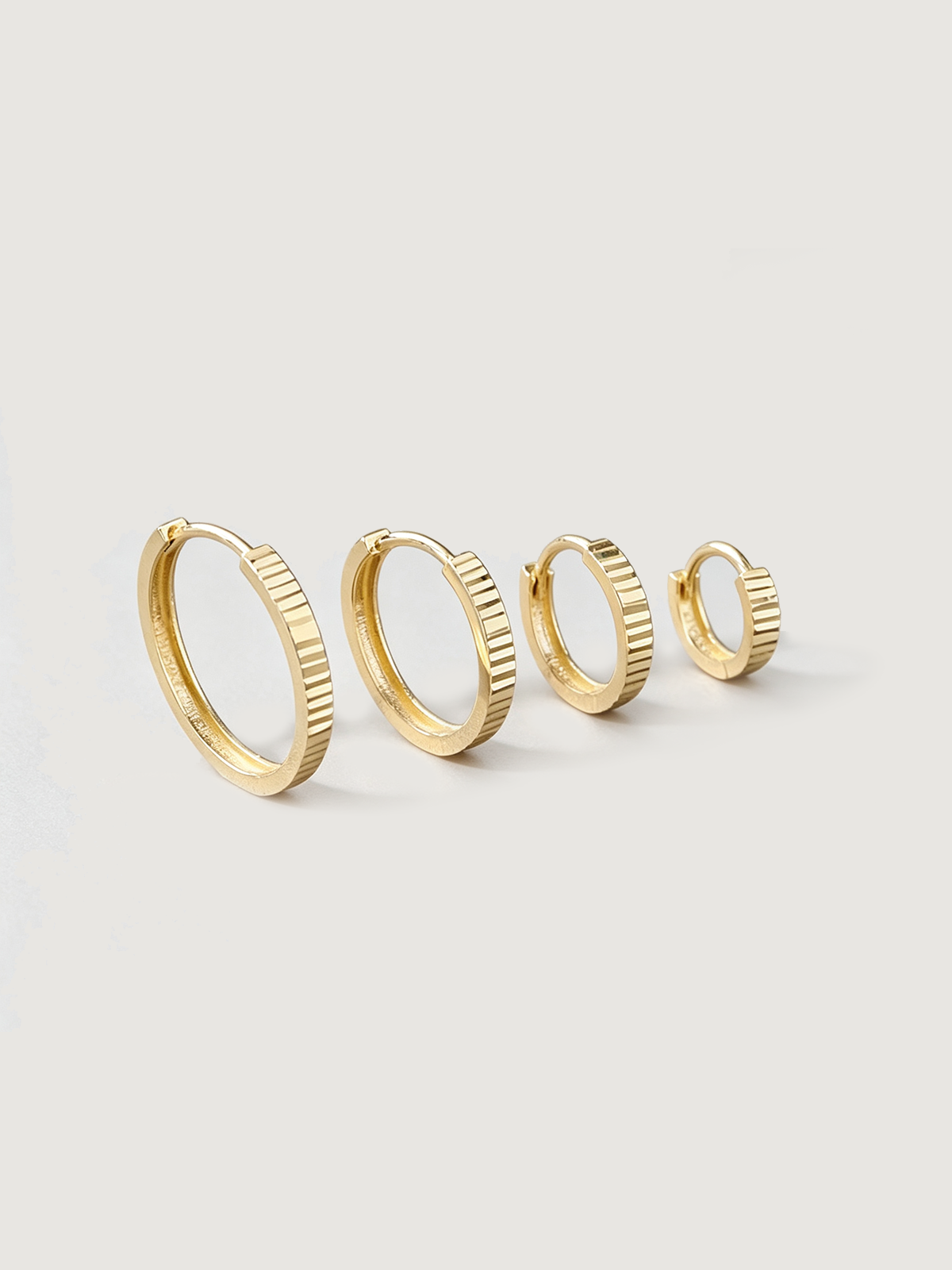 14K Solid Gold Faceted Helix Hoop Earrings