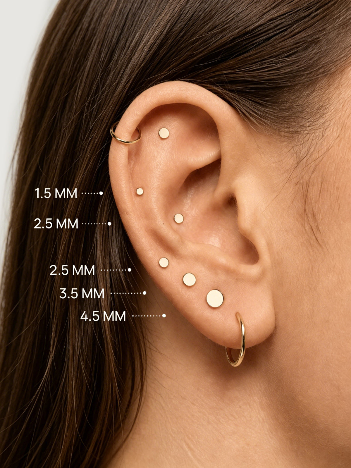 14K Solid Gold Minimalist Disc Flat Back Earrings