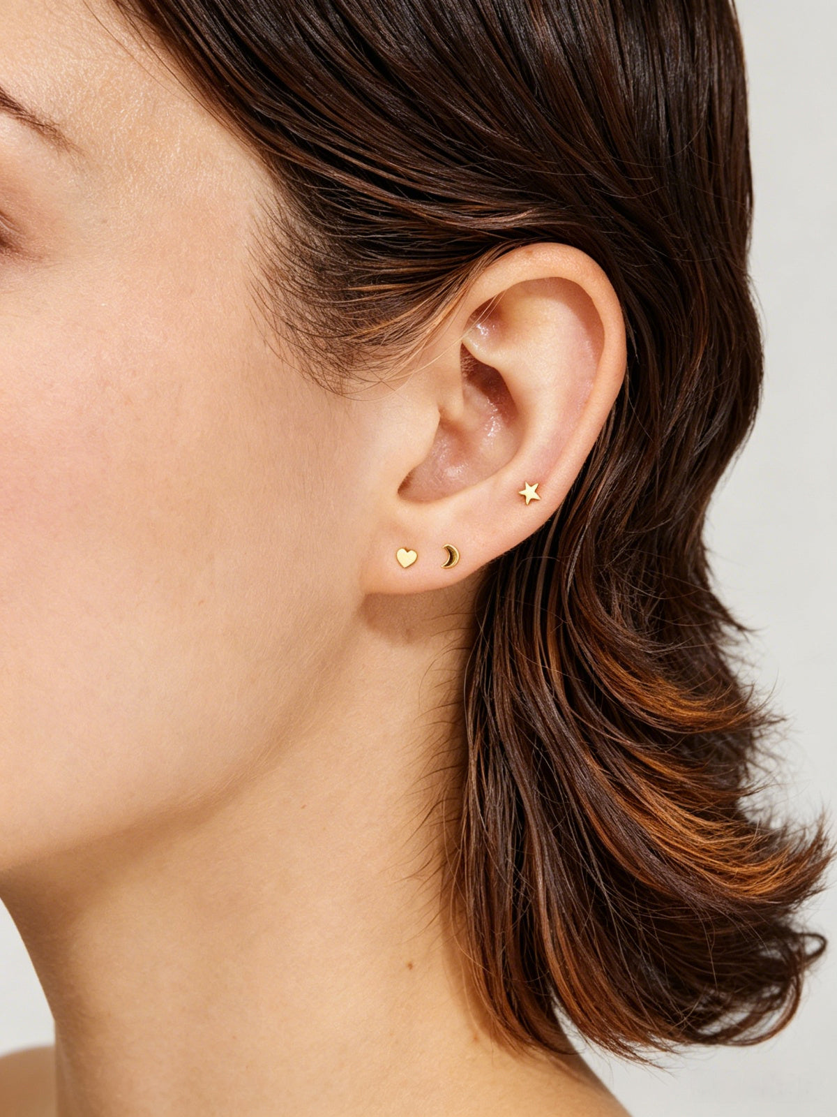 14K Solid Gold Minimalist Heart Flat Back Earrings