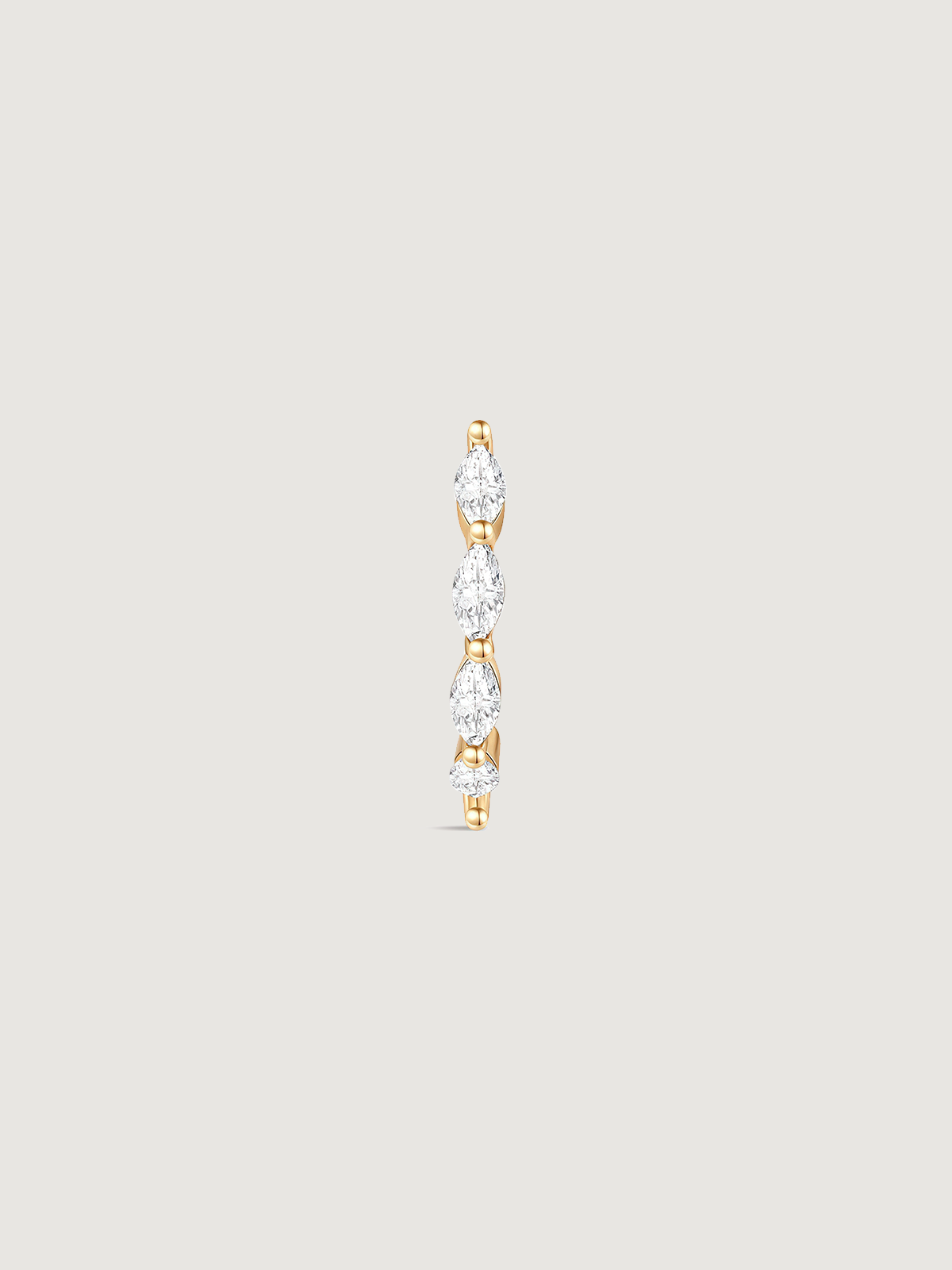 14K Solid Gold Dainty Marquise Pave Hoop Earrings