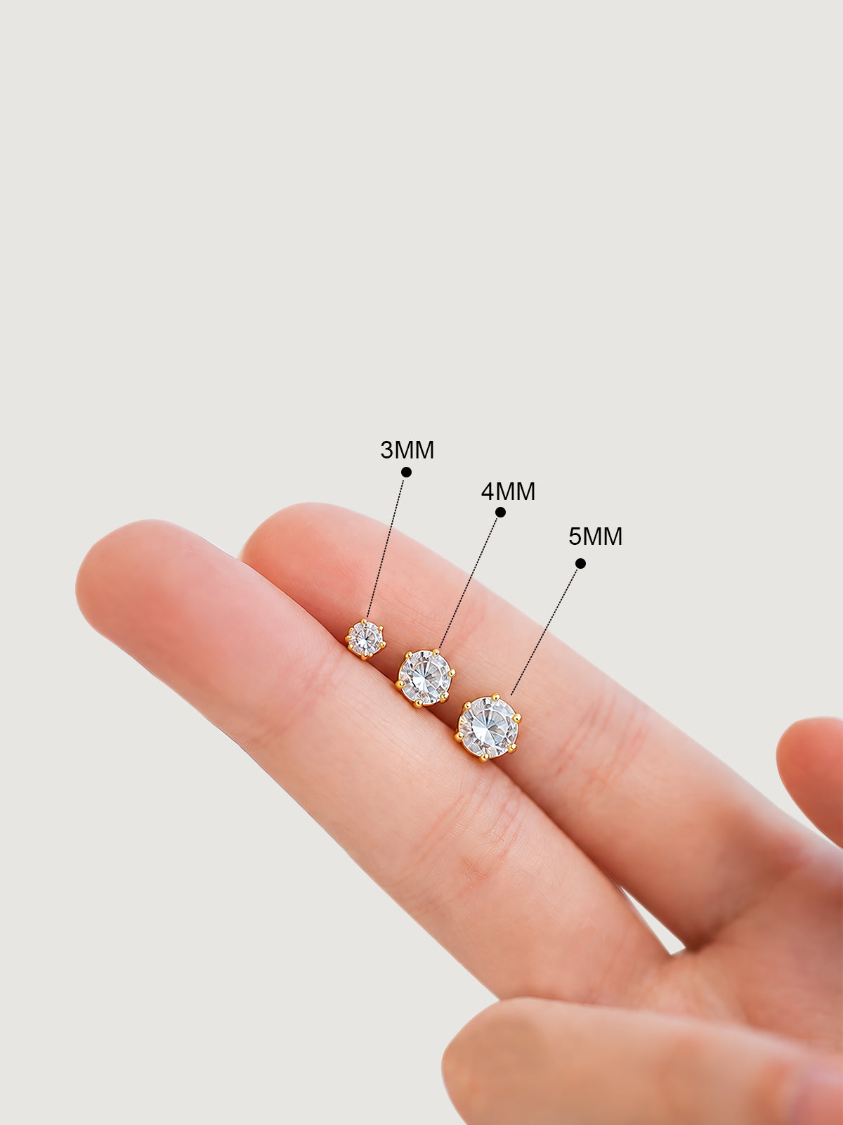 14K Solid Gold Six Prong Round Diamond Flat Back Earrings