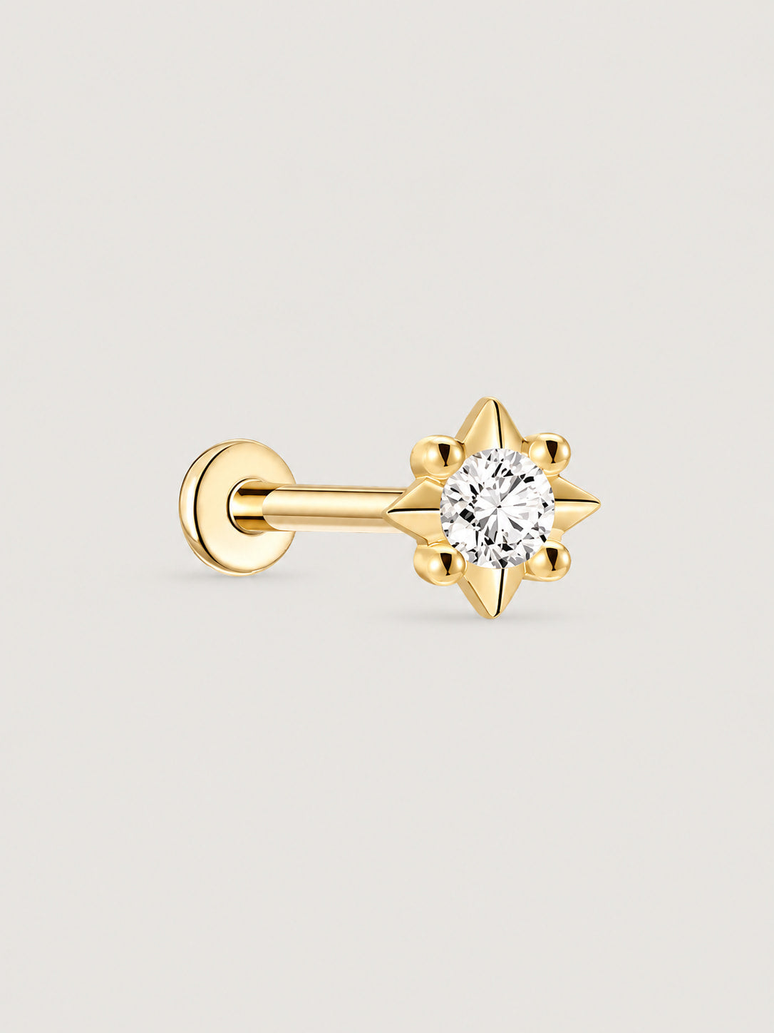 14K Gold Lab-Grown Diamond Starburst Flat Back Stud
