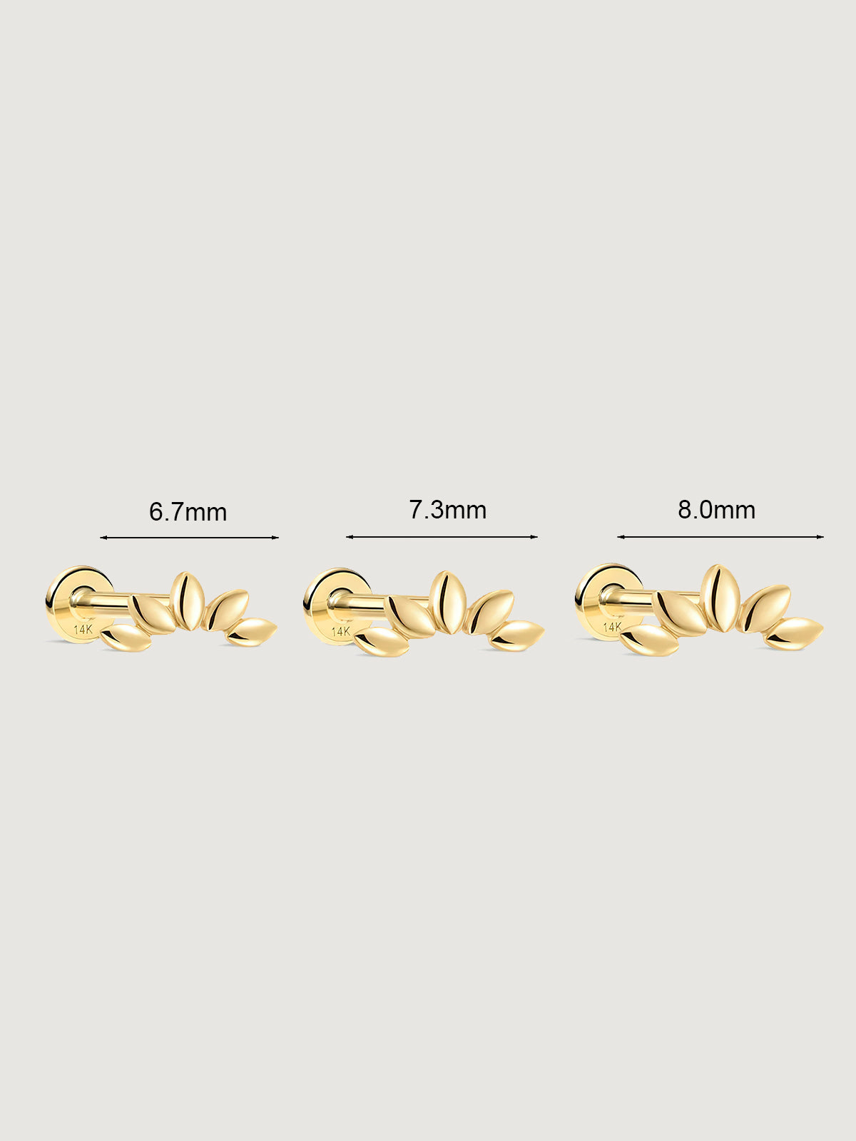 14K Solid Gold Minimalist Petal Arc Flat Back Earrings