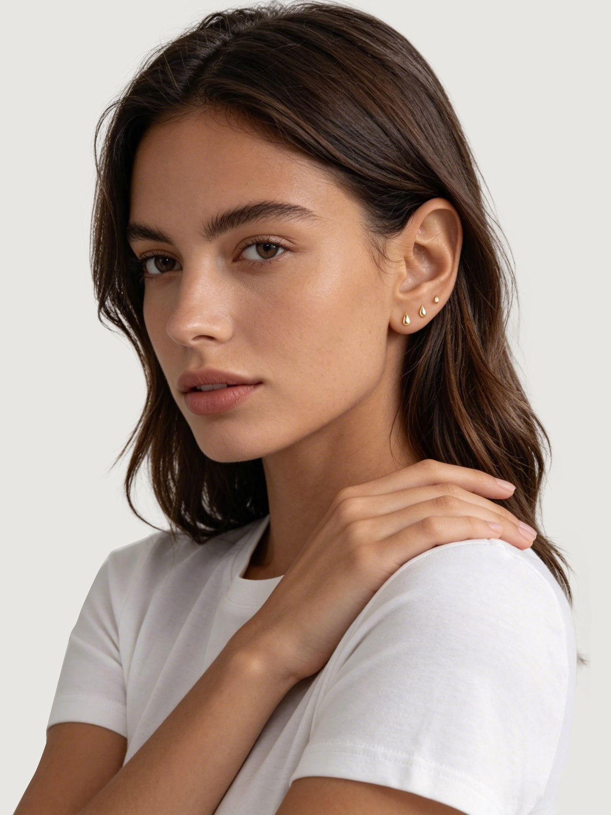 14K Solid Gold Minimalist Teardrop Flat Back Earrings