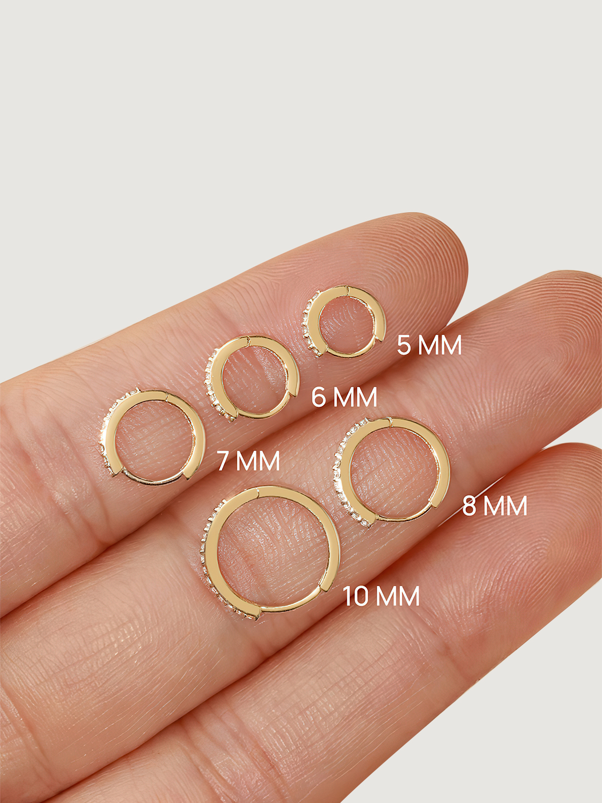 14K Solid Gold Classic Crystal Pave Hoop Earrings