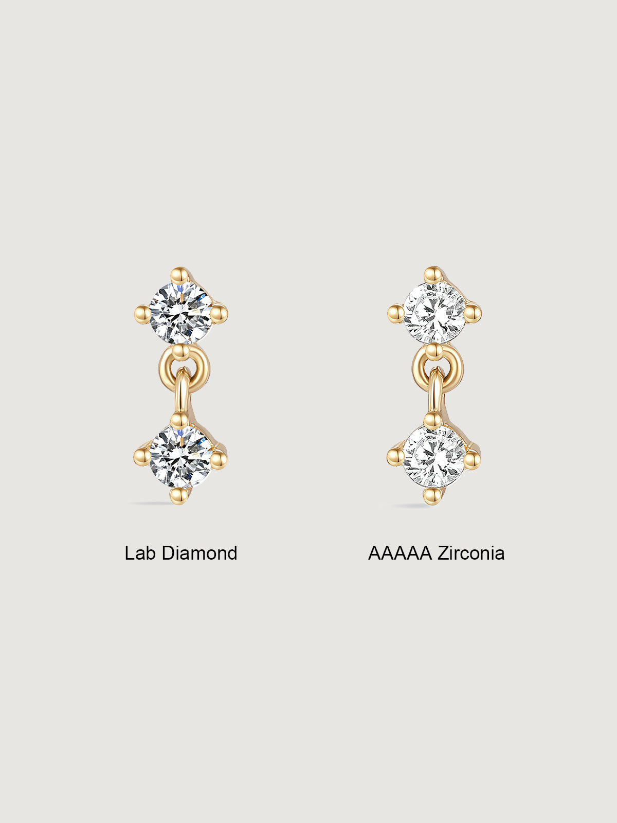 14K Solid Gold Minimal Pendant Stud Flat Back Earrings