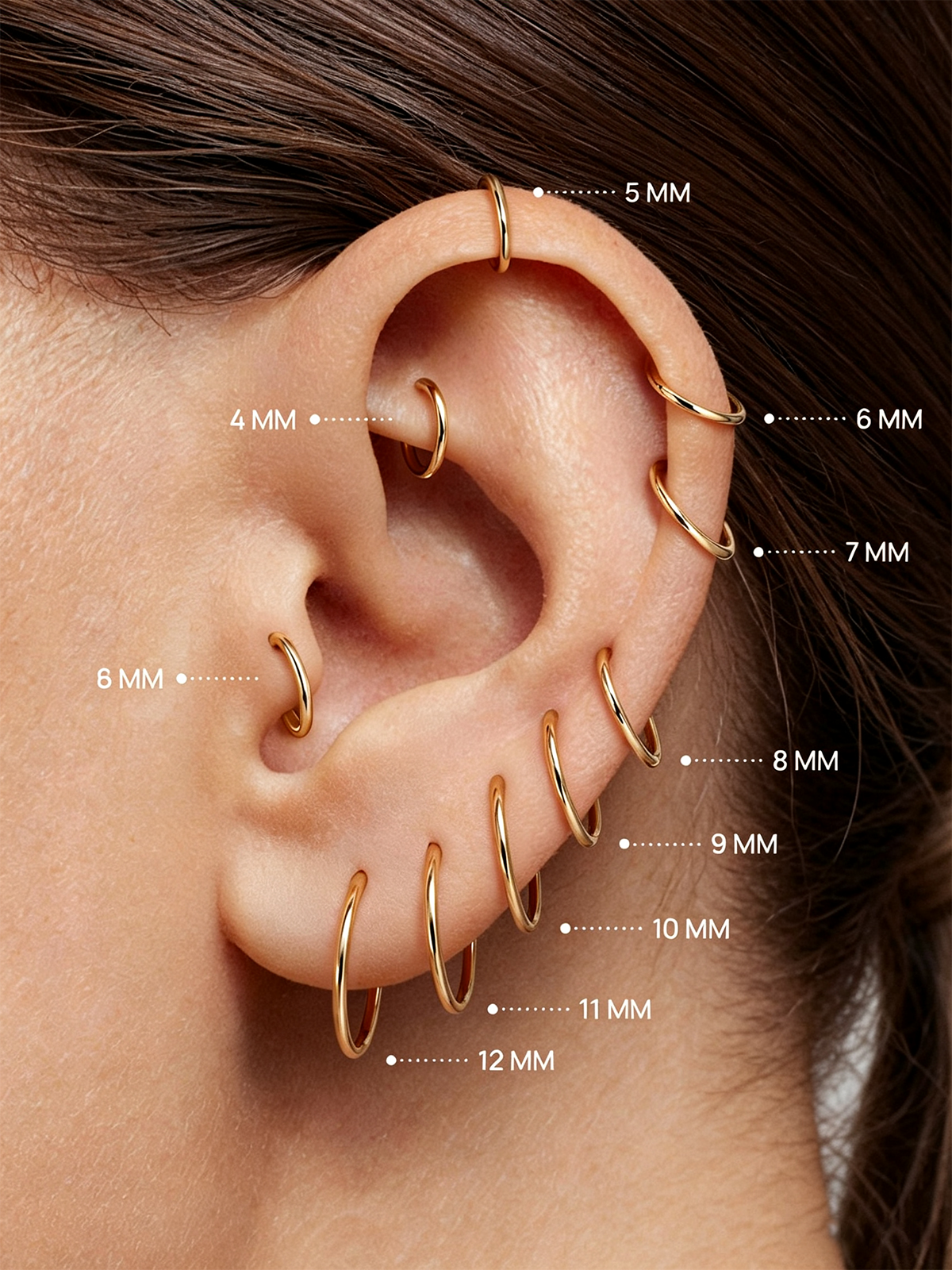 14K Solid Gold Minimalist Hoop Earrings