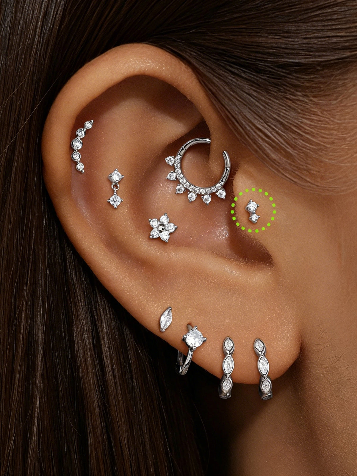 14K Solid Gold Dainty Spliced Flat Back Earrings