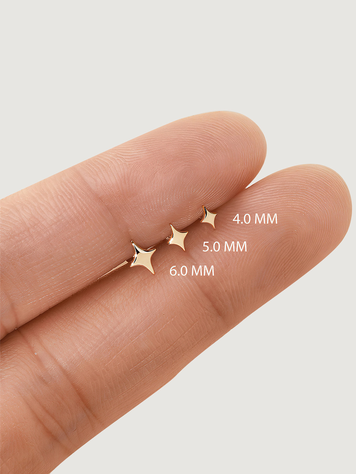 14K Solid Gold Minimalist Star Flat Back Earrings