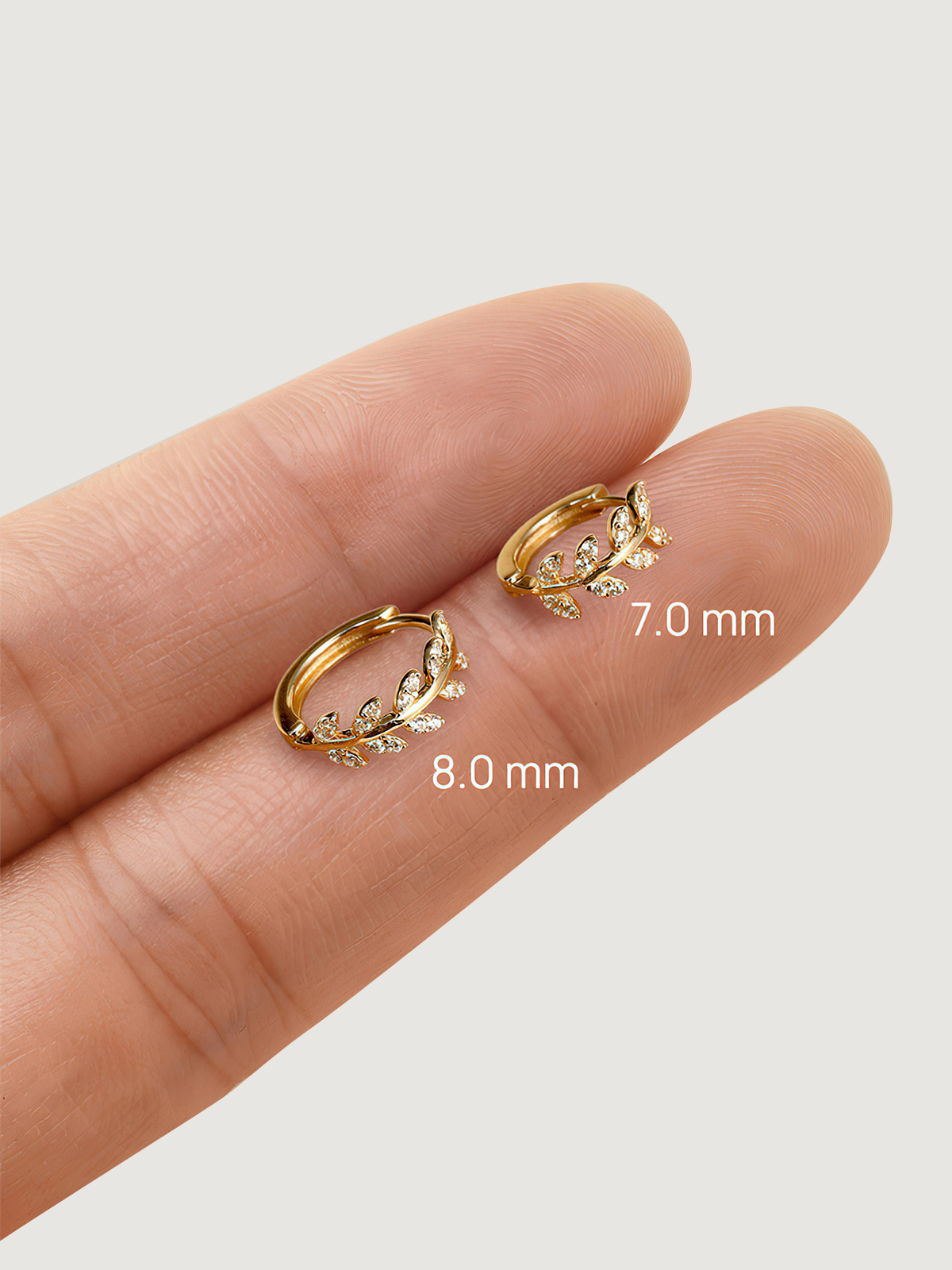 14K Solid Gold Delicate Leaf Hoop Earrings