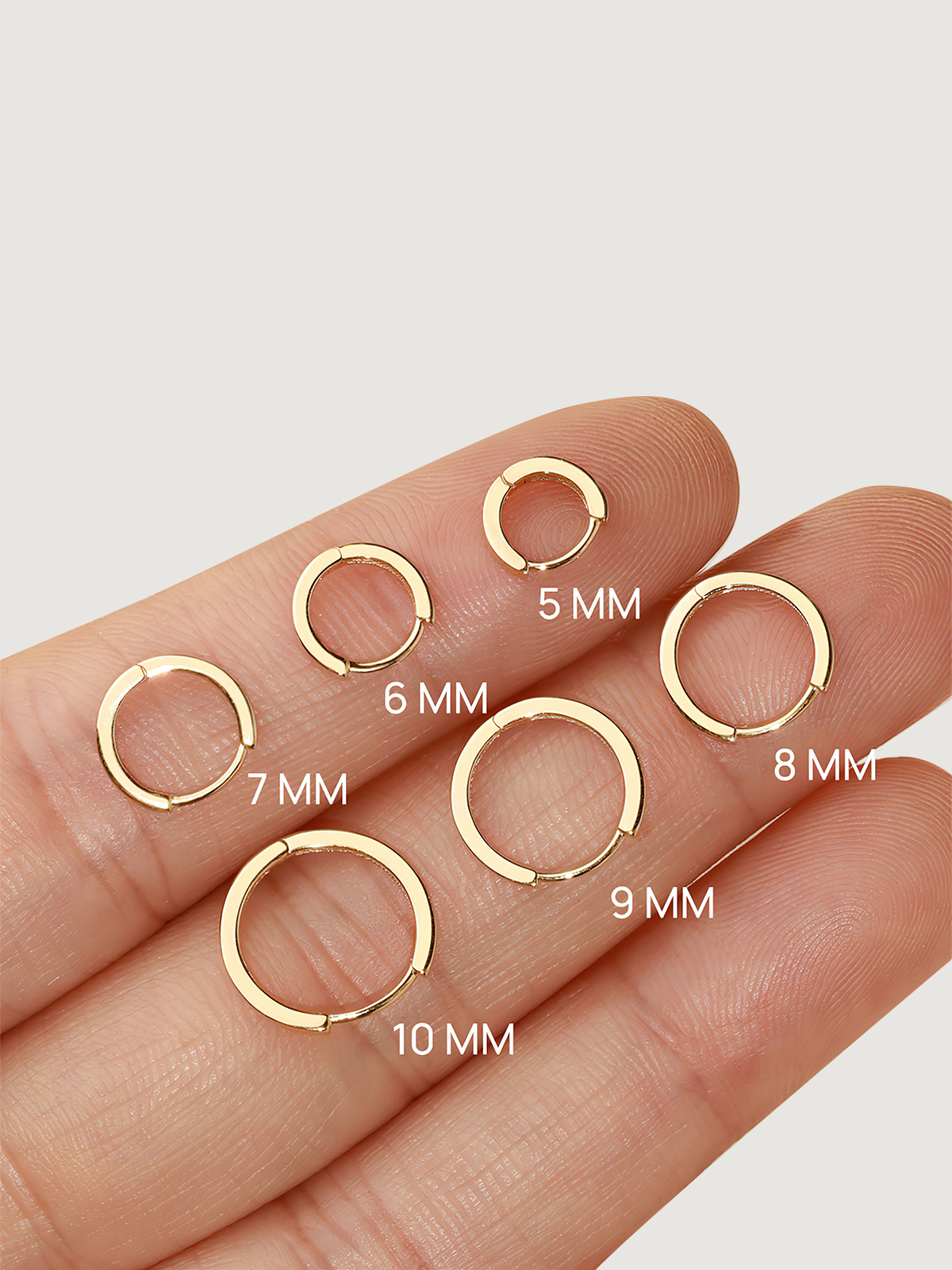 14K Solid Gold Minimalist Glossy Hoop Earrings