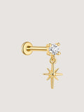 14K Solid Gold Lab-Grown Diamond Starburst Drop Flat Back Stud