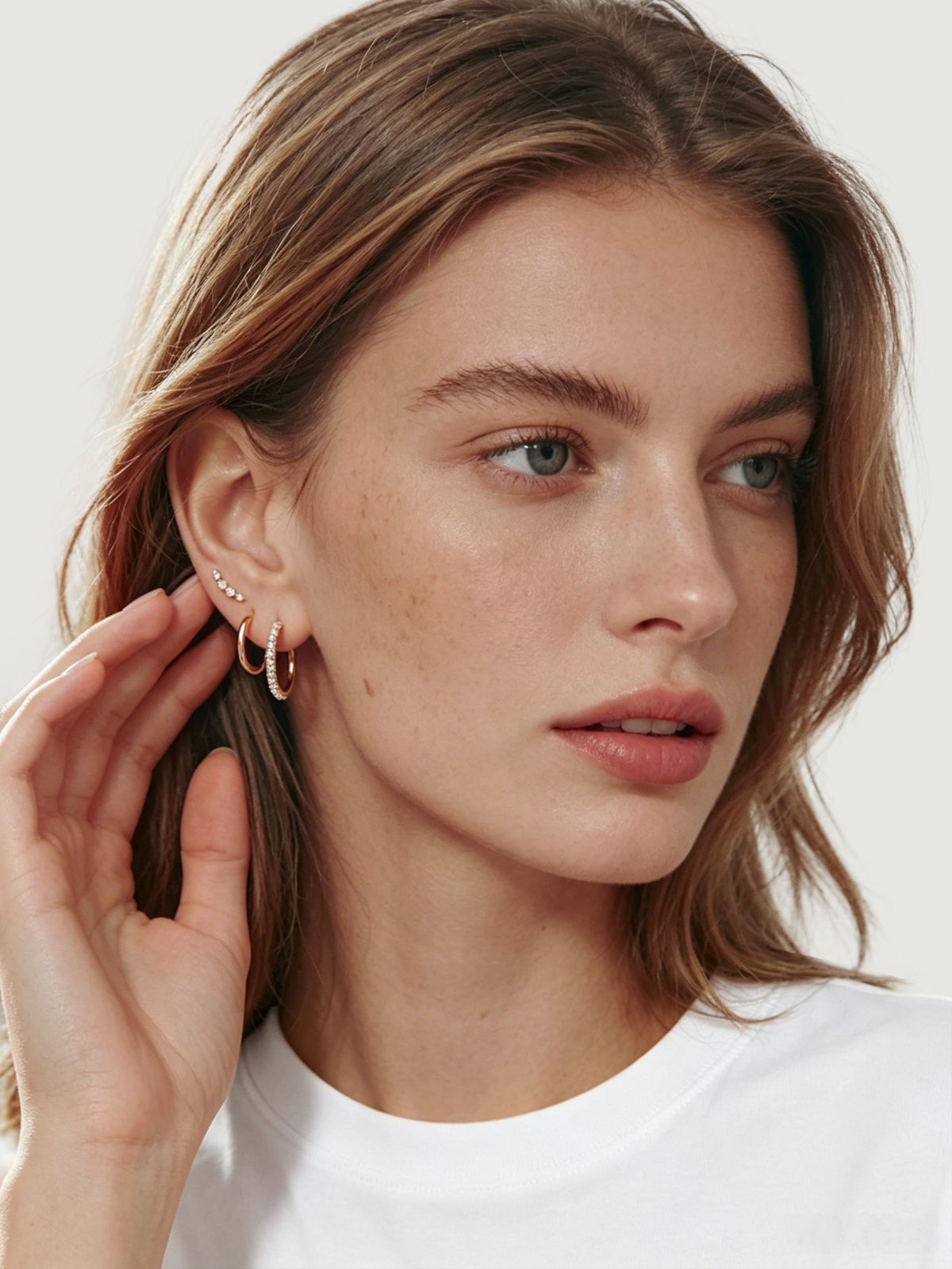 14K Solid Gold Minimalist Crescent Flat Back Earrings
