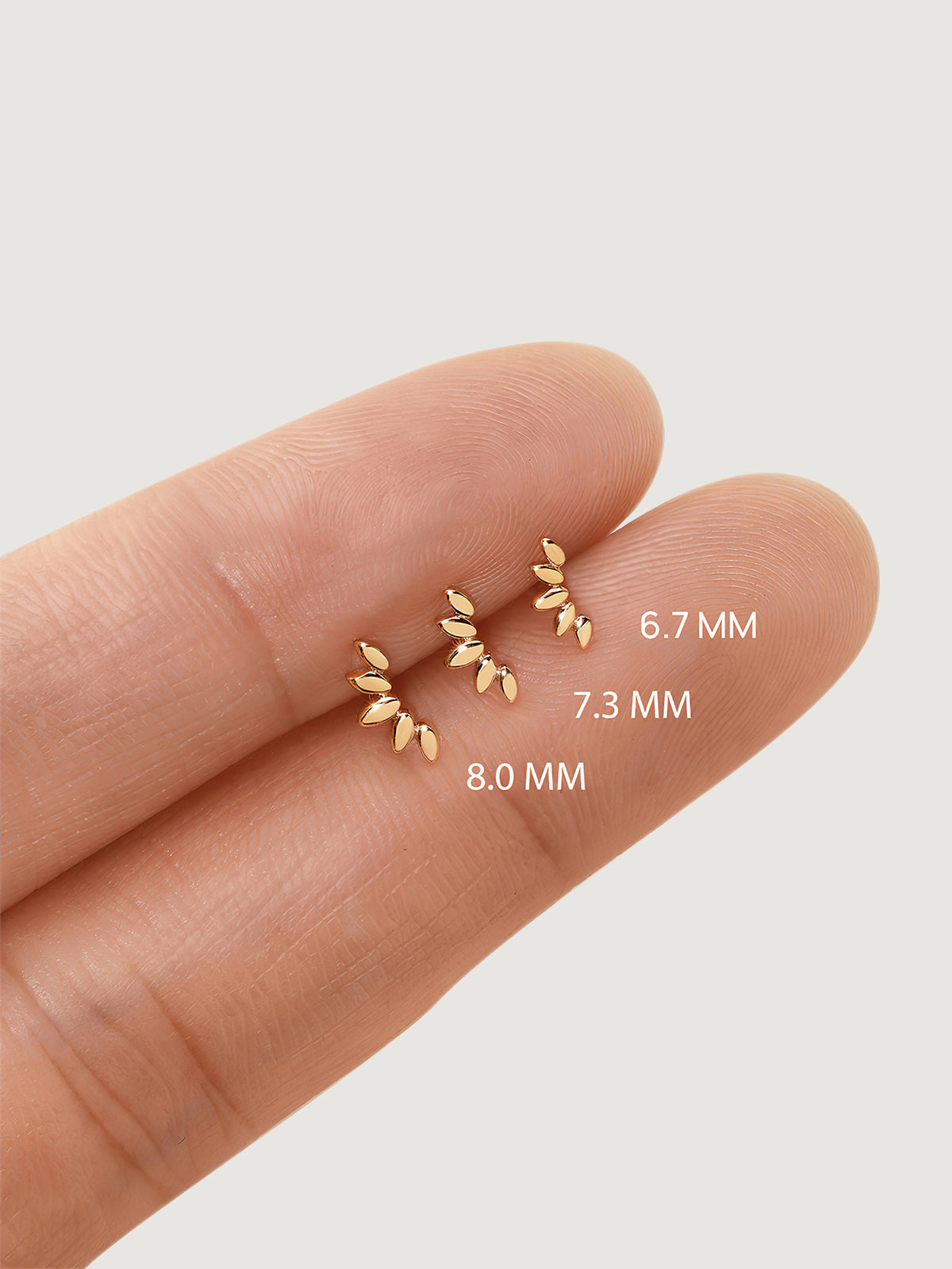 14K Solid Gold Minimalist Petal Arc Flat Back Earrings