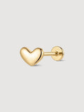 14K Solid Gold Minimalist Heart Flat Back Earring