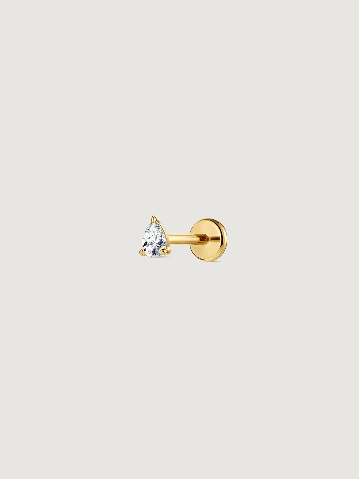 14K Solid Gold Pear Lab Diamond Flat Back Earrings