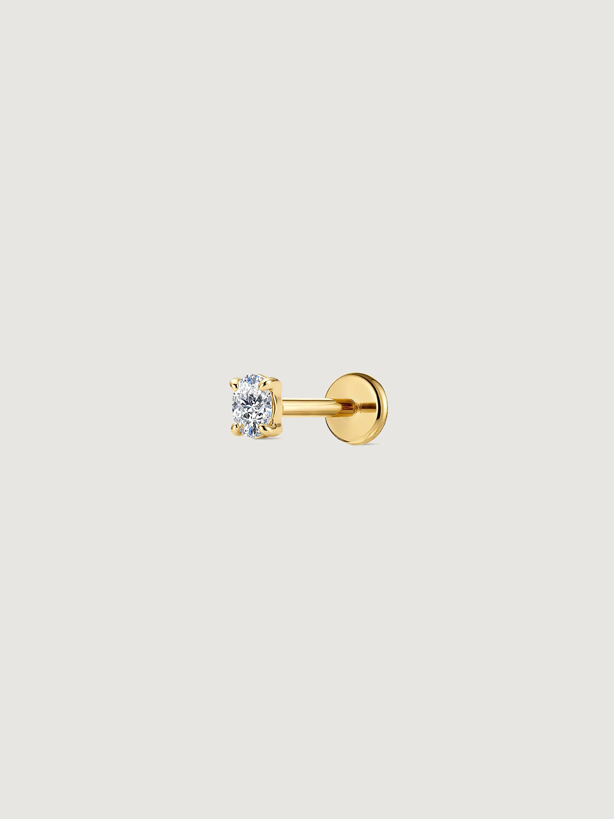 14K Solid Gold Oval Lab Diamond Flat Back Earrings