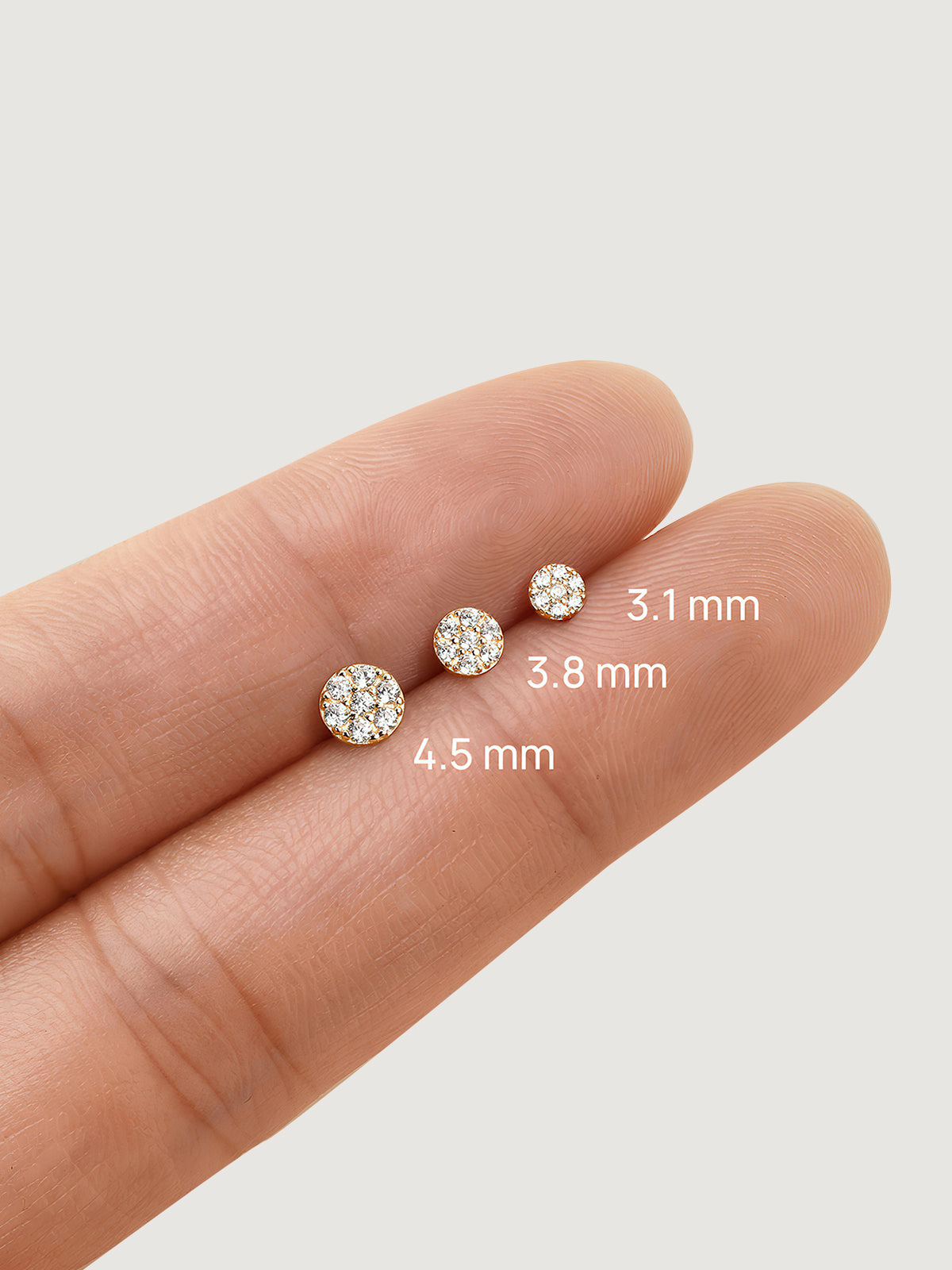 14K Solid Gold Diamond Cluster Flat Back Earrings