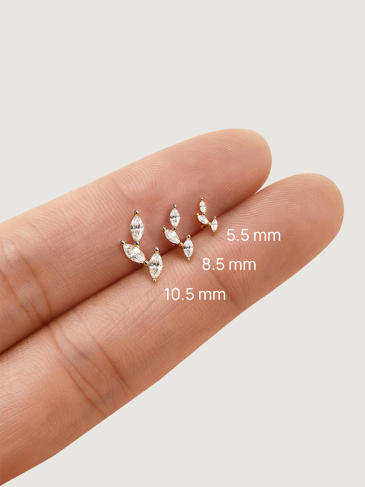 14K Solid Gold Diamond Leaf Flat Back Earrings