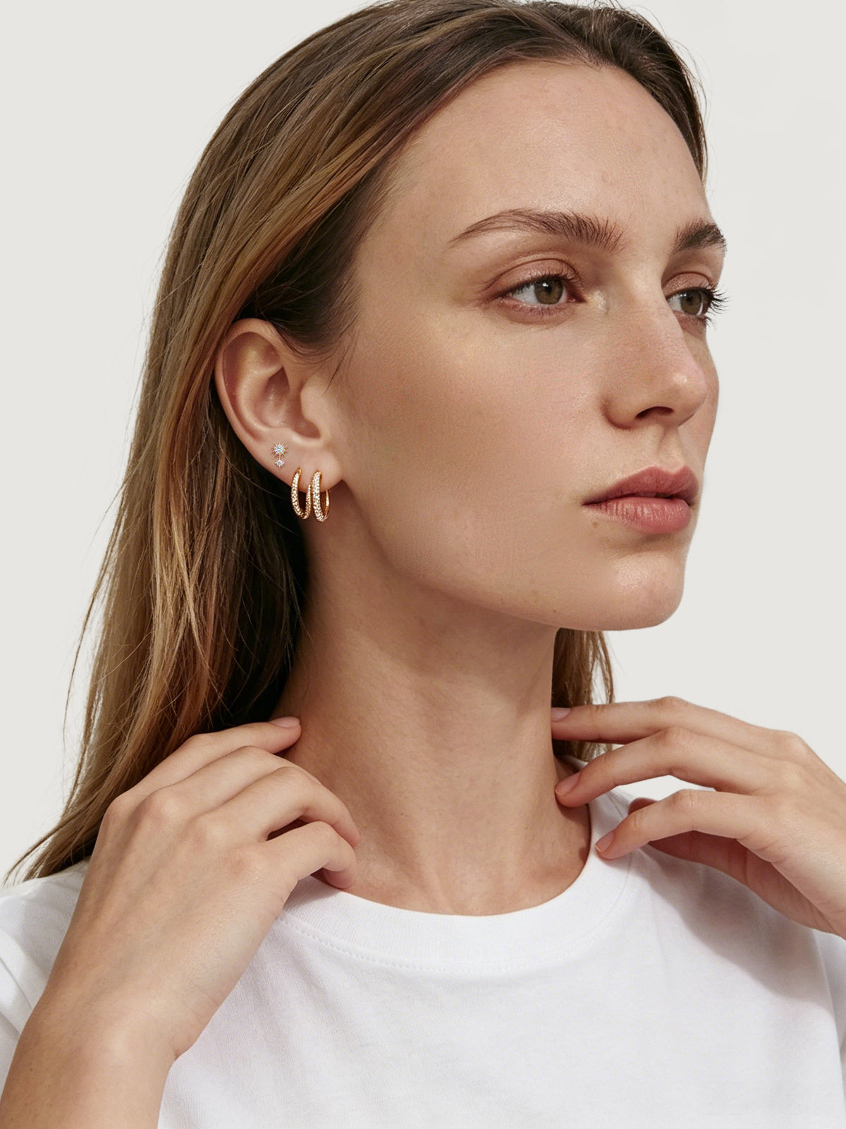 14K Solid Gold Delicate Sunflower Flat Back Earrings
