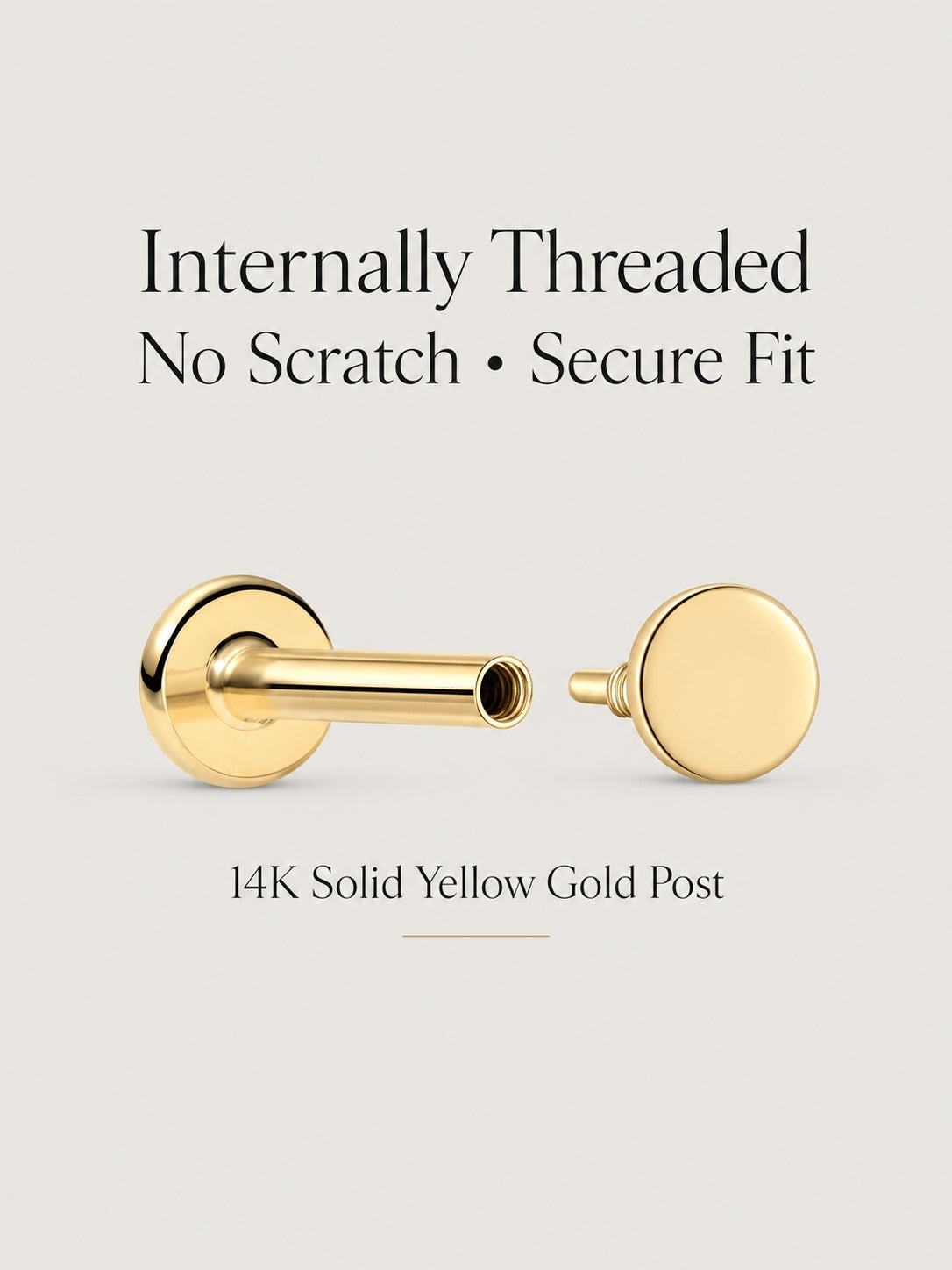 14K Solid Gold Minimalist Disc Flat Back Earrings