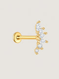 14K Gold Marquise Leaf Flat Back Stud