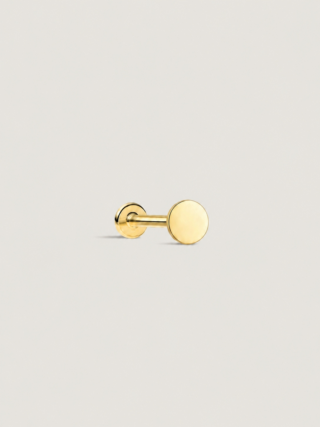 14K Solid Gold Minimalist Disc Flat Back Earrings